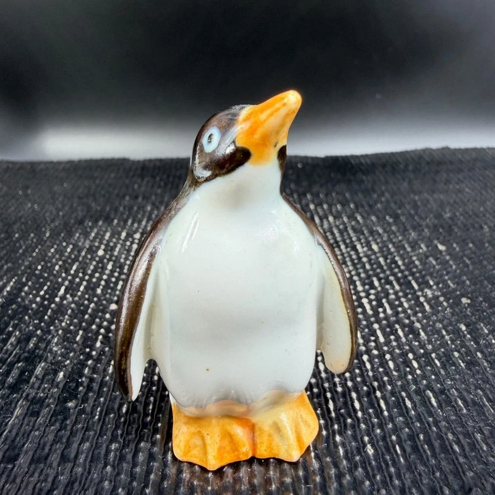 Vintage‎ Ceramic Penguin Toothpick Holder with Colorful Cocktail Picks 2 Inch